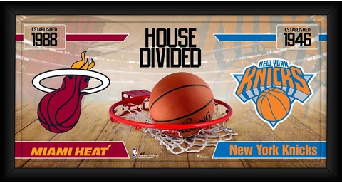Miami Heat vs New York Knicks Framed 10x20 House Divided Collage Cover