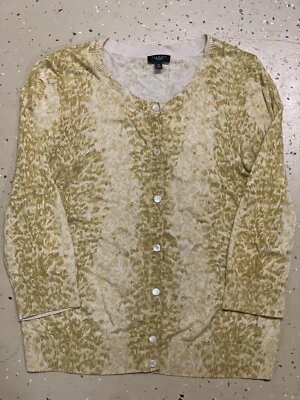 Talbots миниатюрных женщин средний желтовато-коричневый животное леопард печать кардиган свитер на пуговицах - Изображение 1 из 4