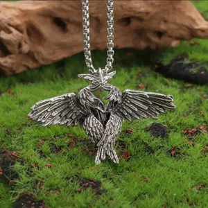 Collier pendentif sexy bijoux séraphins célestes vintage argenté ange ailé - Photo 1/9