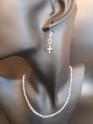 1 Paar Ohrringe Edelstahl Silber "Kreuz 1" Ohrhänger Ohrschmuck Hängeohrringe - Bild 1 von 3