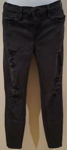FRAME DENIM Charcoal Grey Cotton Blend Distressed Ripped Slim Skinny Jeans Pants - Picture 1 of 7