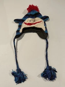 Nepal Wool, Blue Sock Monkey Hat, Fleece Lined, Kids, Unisex, One Size, New - Picture 1 of 2