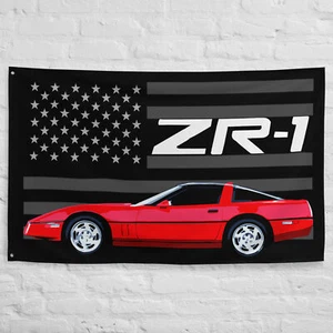 1990 rote Vette C4 ZR-1 ZR1 Garage Büro Mann Höhle Banner Flagge 34,5" x 56" - Bild 1 von 5