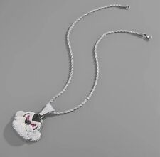 SILVER Iced out Cubic Zirconia Pitbull Pendant Necklace Fashion Unisex Necklace