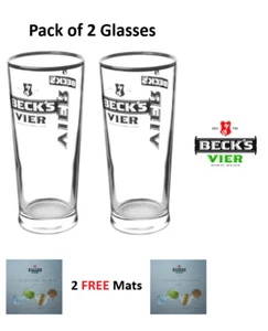 Beck's Vier Pint Glass (2pcs) becks glass becks glasses becks vier glasses Round - Picture 1 of 1
