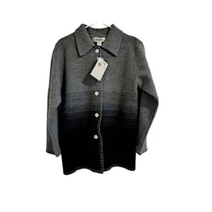 Vtg Lisa International Ombré Grey Boiled Wool Jacket Women's Size Small Buttons - Picture 1 of 6