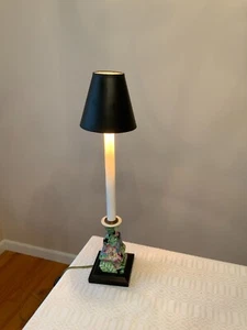 Vintage Ying Long small ceramic painted candlestick style table lamp 21" tall - Picture 1 of 12