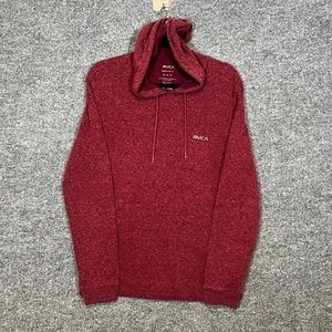 RVCA Sweater Mens Medium Burgundy Sweatshirt Hooded Surf Skate Lightweight - Picture 1 of 11