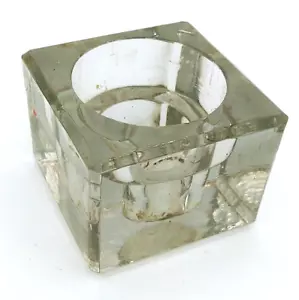 Tintero de vidrio biselado tintado cuadrado pesado vintage 2,5"x 2" - Imagen 1 de 7