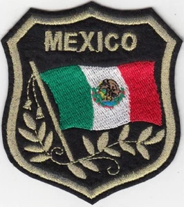 MEXICO Flag in shield Embroidered Patches 3.25"x2.75" iron-on - Picture 1 of 1