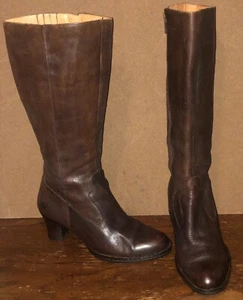 BORN W6106 Size EU 37 / US 6.5 M/W Women’s Brown Leather Round Toe Tall Boots - Picture 1 of 18