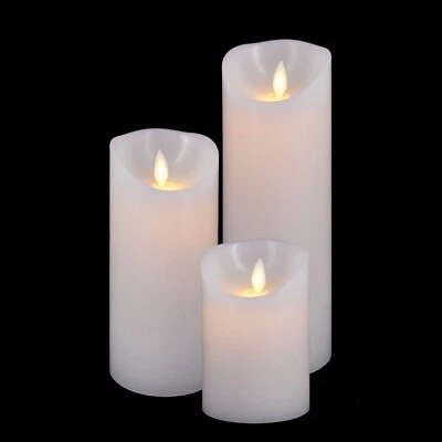 Set of 3 Real Wax LED Flameless Candles Battery Operated Flickering Flame Light - Image 1 of 2