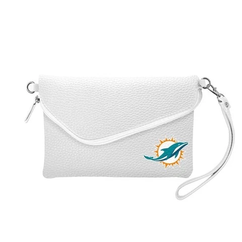 Miami Dolphins NFL Fold Over Crossbody Soft Pebble Texture Women's Purse Cover