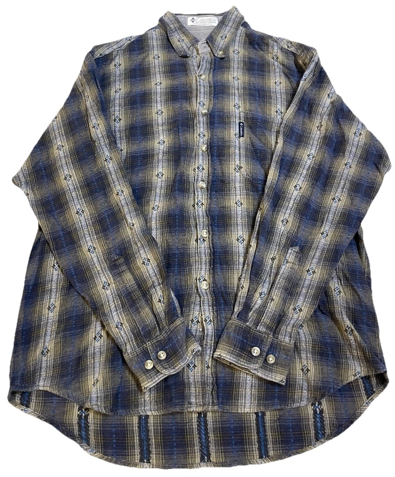 Vtg Columbia Shirt Mens Sz XL Button Down Long Sleeve Geometric Aztec Print AOP - Image 1 of 4