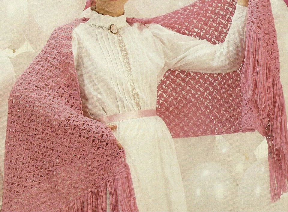 Lacy Shawl Crochet Pattern INSTRUCTIONS removed from a magazine - Image 1 of 1