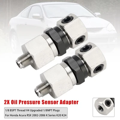 2x Oil Pressure Sensor Adapter Pour Honda Acura RSX 2002-2006 K Series K20 K24 - Image 1 of 4