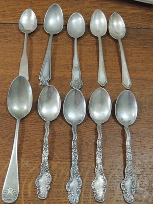 прибл. 167 ГРАММ 1800-1880 СЕРЕБРО И МОНЕТА СЕРЕБРЯНЫЕ ЛОЖКИ РАЗНЫХ ПРОИЗВОДИТЕЛЕЙ - Изображение 1 из 4