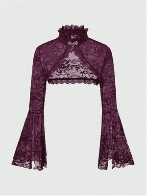 Готический готический универсальный разделенный расклешенный рукав женский кружевной жакет-кардиган размер XS S M LXL - Изображение 1 из 4