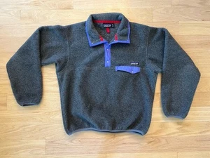 Vtg 90’s Patagonia Synchilla Snap-T Fleece Pullover Mens M Gray Purple 25530 USA - Picture 1 of 8