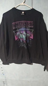 Stranger Things Graphic Sweatshirt Mens XL Black Zuni Crewneck Netflix TV Show - Picture 1 of 12