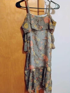 Gina Laura graues geblümtes Midikleid mit Rüschen und Taschen Gr. S - Bild 1 von 6