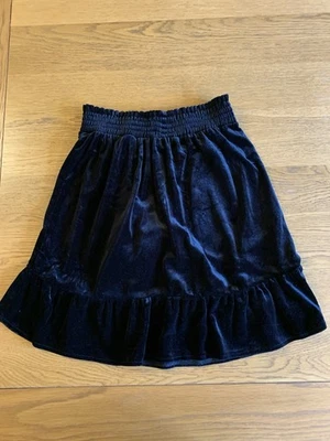 Monki Black Velvet Mini Skirt With Frill Detail Size XS Brand New - Image 1 of 4