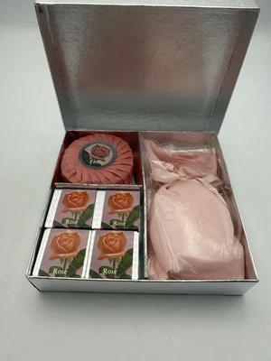 Vtg Bioessence Soap Savon Collection Bath Cubes Rose Ducair Gift Box 1970s - Image 1 of 4