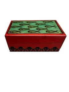 Portagioie in legno artigianale con scuola di pesci mondo incantato di scatole Polonia - Foto 1 di 15