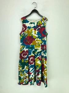 Seasalt Cornwall Multi Abstract Floral Cotton Dress Midi Length Sleeveless UK 14 - Picture 1 of 17
