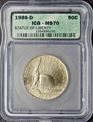 1986-D Statue of Liberty Half Dollar - ICG MS70 - ✪COINGIANTS✪ - Image 1 of 2