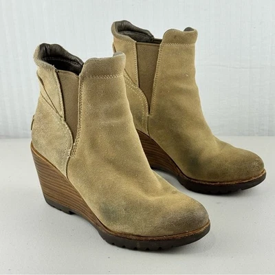 Sorel After Hours Chelsea Boot Tostado Gamuza Cuña Botines Mujer’s Talla 7 EUR 38 Foto 1 de 4