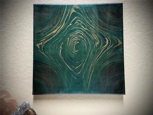 Polaris the North Star Acrylic Pour Abstr 10x10" Painting Canvas Orig Fluid Art - Picture 1 of 7