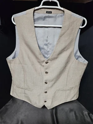 Men Vest Sleeveless Large V Neck Button Front J.Ferrar Adjustable Solid Gray L - Image 1 of 4