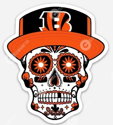 Cincinnati Bengals Sugar Skull MAGNET - NFL Ohio Who Dey Burrow Premium Vinyl Cover