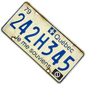 1979 License Plate Quebec 79 Canada 242H345 Je Me Souviens Garage Decor Man Cave - Picture 1 of 3
