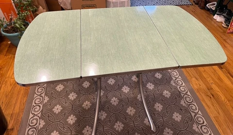 vintage chrome and green formica drop-leaf table Cover