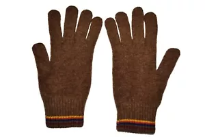 Paul Smith Mainline Brown Wool Gloves Bright Stripe Cuff Mens Brand New - Picture 1 of 4