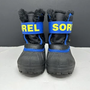 Sorel Commander Boots 4 Toddler Waterproof Insulated Winter Snow Black Blue - Picture 1 of 9
