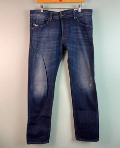 Diesel Jeans Mens Size 34x32 Regular Slim Tapered Button Fly Blue Denim Pants - Picture 1 of 9