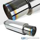 Sport Racing N1 Style 4&quot; Stainless Steel Burnt Tip Muffler Exhaust+Silencer