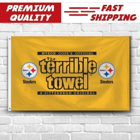 Premium Flag Pittsburgh Steelers Terrible Towel 3x5 ft NFL Super Bowl Banner Cover