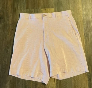 Southern Tide Mens Seersucker Shorts Size 33 Pink/White Checkered Cotton SHARP! - Picture 1 of 5
