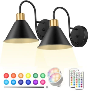2 Pack Battery Operated Wall Sconces with Remote Dimmable Wireless LED Wall Lamp - Picture 1 of 14