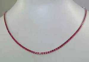 25Ct Round Lab Created Red Ruby Women's Tennis Necklace 14K White Gold Plated - Picture 1 of 4