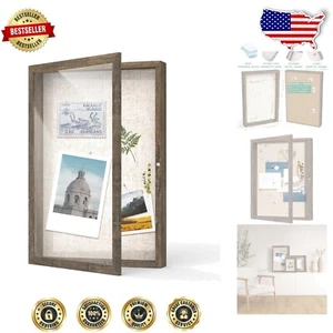 12x18 Wooden Shadow Box with Linen Board - Showcases 3D Treasures Effortlessly - Picture 1 of 11