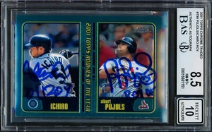 Albert Pujols & Ichiro 2001 Topps Chrome RC BGS 8.5 Gem 10 Auto 01 ROY Beckett - Picture 1 of 2