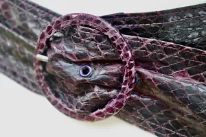 Vintage 1980s Purple Snakeskin Belt Length 27-29" - Picture 1 of 3