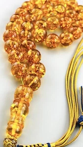 Certified Baltic Amber Prayer Beads Rosary Mesbah 60gr. (Pressed) بولندي خمري - Bild 1 von 14