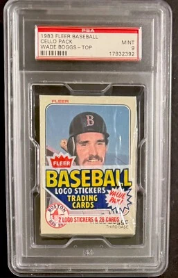 Paquete de violonchelo de béisbol Fleer 1983 con Wade Boggs novato radiocontrol en la parte superior PSA 9 como nuevo Foto 1 de 2