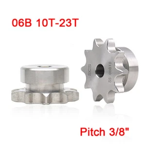 3/8" 304 Stainless Steel Steel Chain Sprocket Pilot Bore 06B 10T-23T Sprockets  - Picture 1 of 4